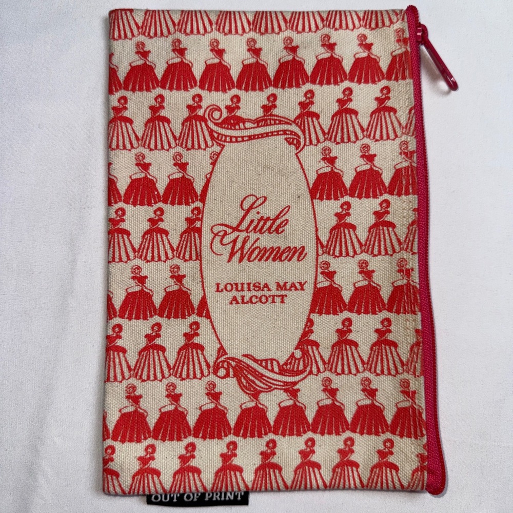 Out of Print Little Women Louisa May Alcott Canvas Zipper Pouch Bookish Bag Red